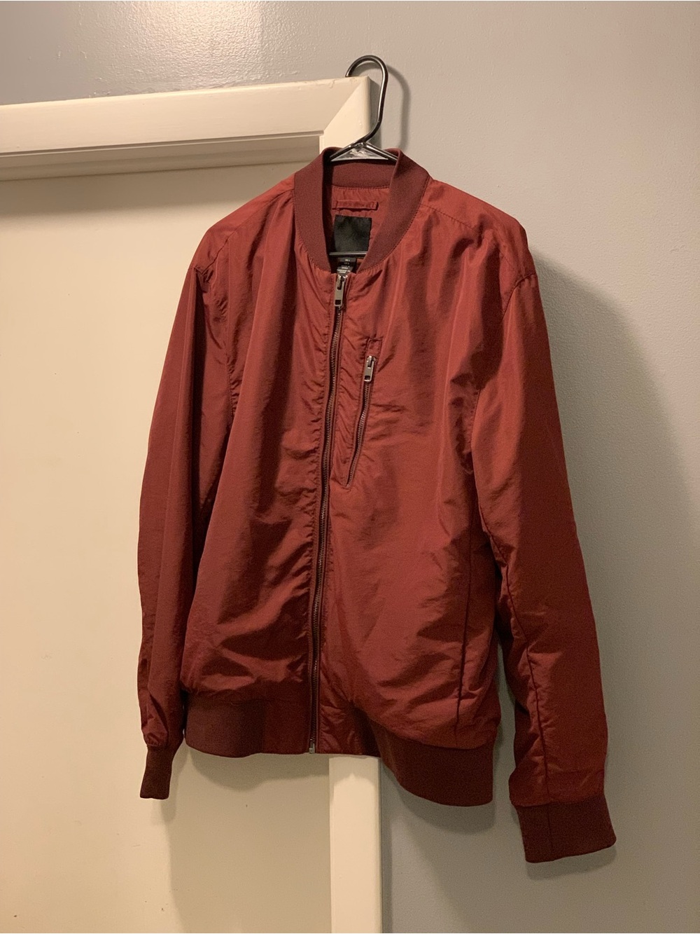 H&M Men's Rust Bomber Jacket - Zip Front